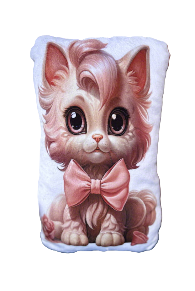 Paris pink kitty cat plush pillow with minky fabric