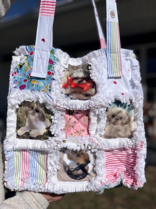 Custom photo rag quilt tote bag, personalized, handmade